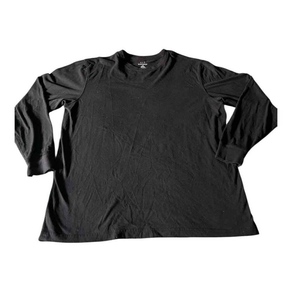 George Shirt‎ Mens Large Black Long Sleeve Casual Lightweight Pullover Crewneck